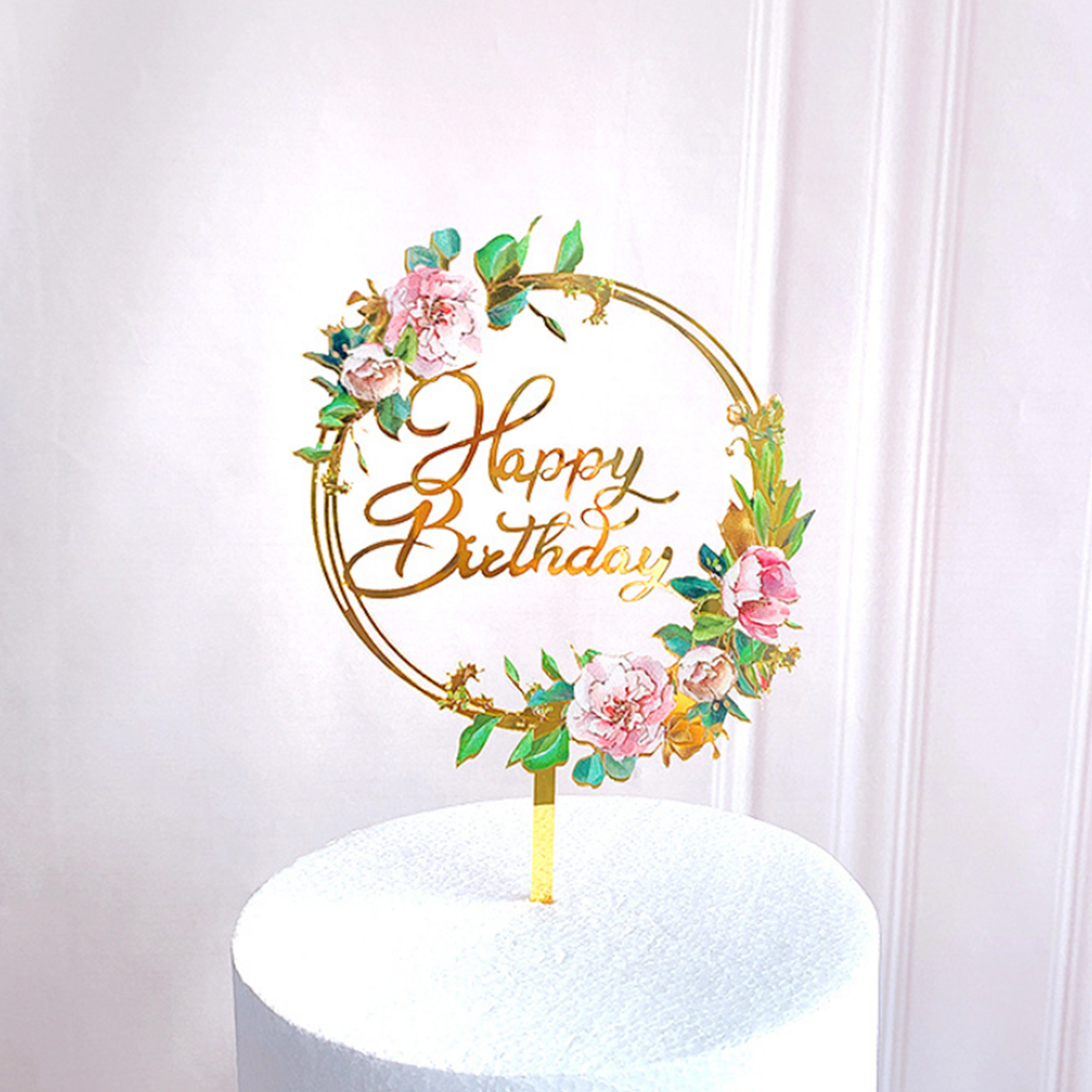 Original Design Artificial flowers Iron Acrylic Cake Toppers For Wedding  Birthday Party Decoration Baking Suplies - AliExpress
